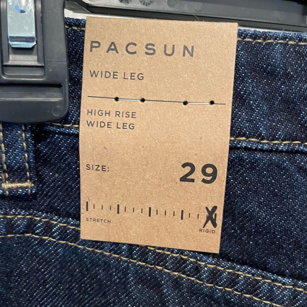 Pacific Sunwear - PacSun Wide Leg High Rise Jeans - Size 29 - Rigid Dark Wash - Picture 6 of 10